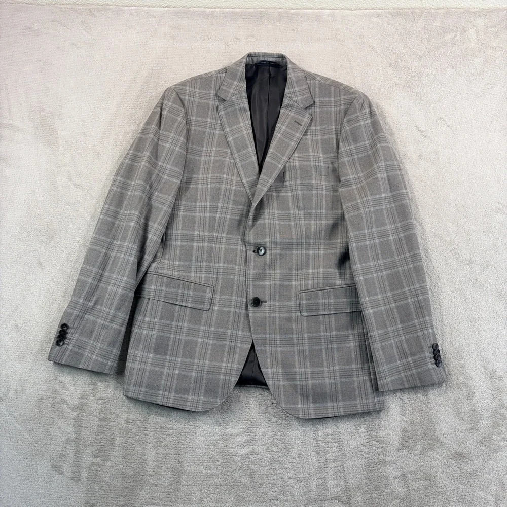 HUGO BOSS Blazer Sport Coat Suit Jacket Men 38R Grey Plaid Guabello NWOT $395